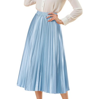 USA Women Vintage Stripes Print High Waist Mid Calf Pleated Skirts