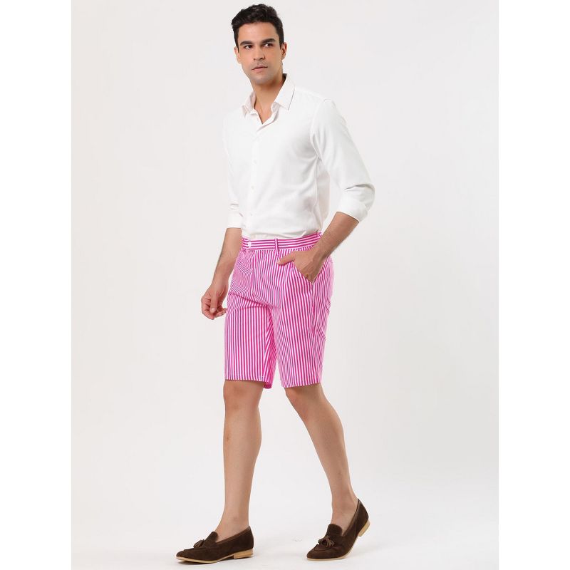 Lars Amadeus Men's Summer Stripe Slim Fit Flat Front Chino Shorts, 4 of 7