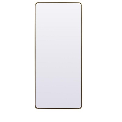 Elegant Lighting Soft Corner Metal Rectangle Full Length Mirror 32x72 Inch in Brass