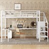 Okak Loft Bed with L-Shaped Desk ,Space-Saving Metal Loft Beds with LED Lights,High Loft Bed with Wardrobe for Kids,Teens,Adults - 4 of 4
