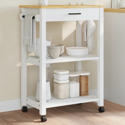 vidaXL Kitchen Trolley MONZA 23.6 in.x15.7 in.x35.4 in. Solid Wood Pine