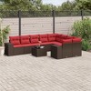 vidaXL 10 Piece Garden Sofa Set with Cushions Brown and Red - With Table - 2 of 4