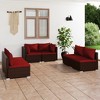 vidaXL 6 Piece Patio Lounge Set Designed with Poly Rattan and Powder Coated Steel Frame - Includes Thick Cushions and Pillows, Brown and Cinnamon Red - 2 of 4