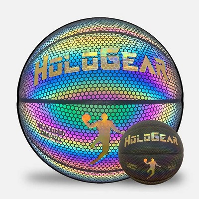 HoloGear HGMMBBP Patented Holographic Glowing Reflective Leather Regulation Size Basketball for Indoor and Outdoor Play, 29.5 Inch, Ages 14 and Up