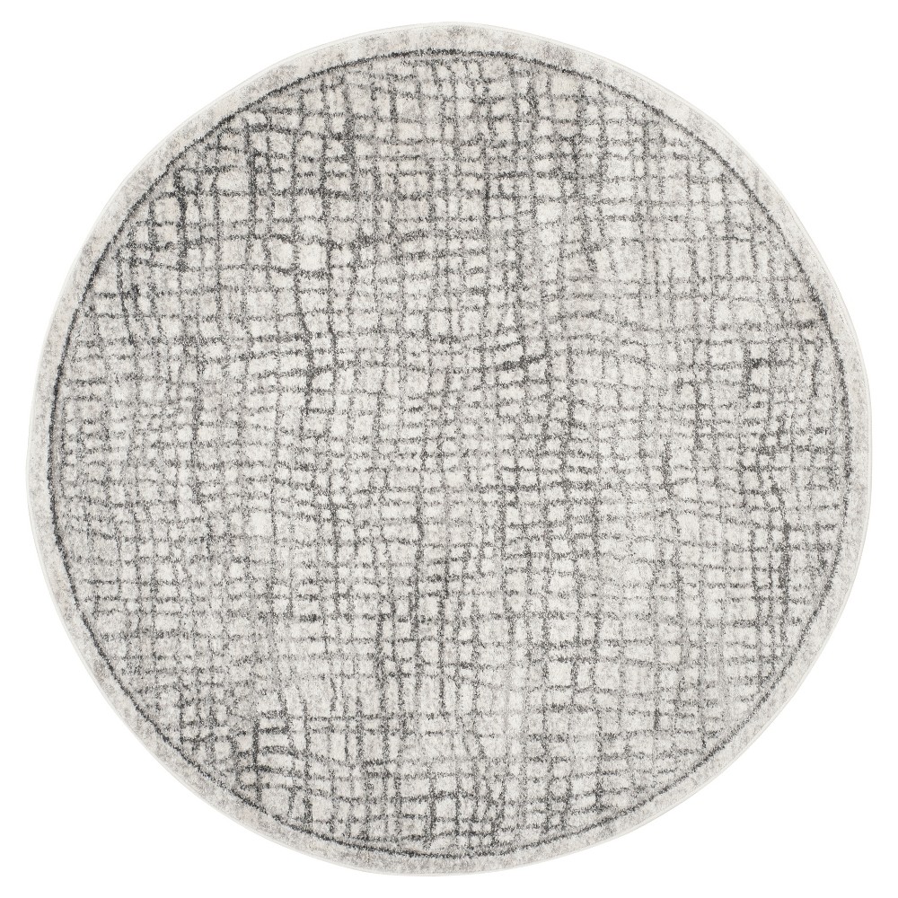 6'x6' Round Darcy Crosshatch Area Rug Silver/Ivory Round - Safavieh