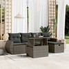 vidaXL 6 Piece Patio Sofa Set with Cushions Gray Poly Rattan - without storage - 2 of 4