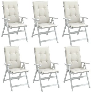 vidaXL Highback Chair Cushions 6 pcs Melange Cream 47.2"x19.7"x1.6" Fabric - 1 of 4