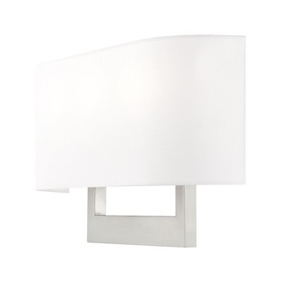 Brushed Nickel 3-Light ADA Compliant Wall Sconce with Fabric Shade