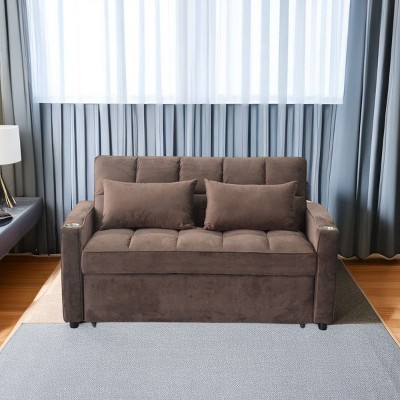 NicBex Convertible Sleeper Chair,3-in-1 Folding Sofa Bed,Modern Couches with  3 USB port and 2 Side Pockets for Living Room,Blue/Brown/Gray/Beige