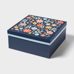 Square Gift Box Floral on Navy - Spritz™ - 1 of 3