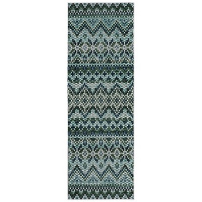 COZONY Machine Washable Modern Boho Rug with Non-Slip Backing, Stain Resistant Low Pile Striped Carpet for Living Room and Bedroom
