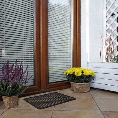 Harold Black Heavy-Duty Non-Slip Rubber Outdoor Door Mat - 24x16 Inches