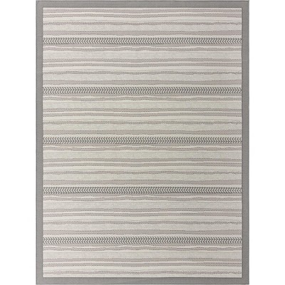 Gray Synthetic 9' x 12' Reversible Outdoor Area Rug