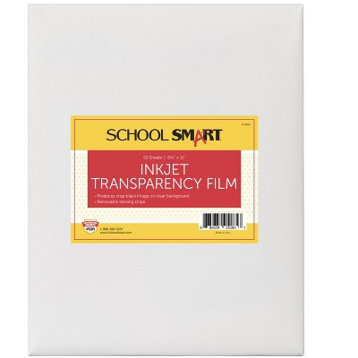 School Smart Inkjet Transparency Film, 8-1/2 x 11 Inches, pk of 50
