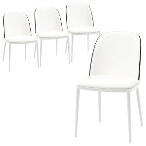 LeisureMod Tule Dining Side Chair with Velvet Seat and White Powder-Coated Steel Frame, Set of 4 - 1 of 4