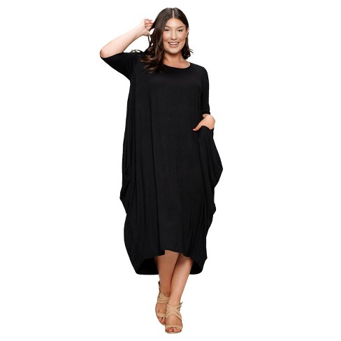 L I V D Women's Evelyn Bubble Hem Pocket Dress, Black, 4x : Target