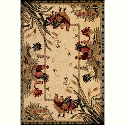 Pastoral Cream 7'x10' Floral & Fauna Synthetic Area Rug