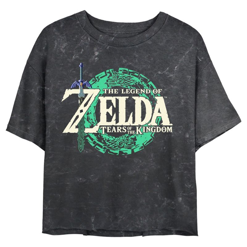 Juniors Womens Nintendo The Legend of Zelda: Tears of the Kingdom Official Game Logo Crop T-Shirt, 1 of 5