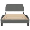 vidaXL Single Bed Frame with Headboard - Dark Gray Fabric - Elegant Wave Design with Supportive Legs & Stable Plywood Slat Base for Bedroom Furniture - 3 of 4