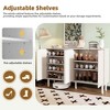 MAYEERTY Minimalist Cream Style Shoe Cabinet, 5 Solid Wood Legs Fluted Doors 4-Door Storage 55.1*13.7", White - 3 of 4
