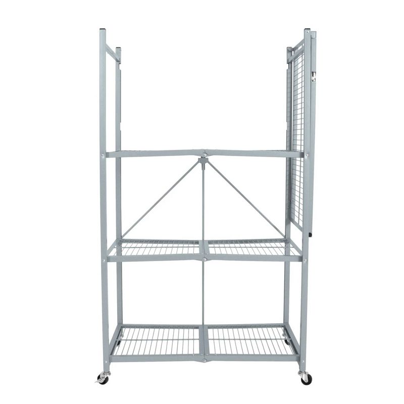 Origami R5 4 Tier Foldable Metal Storage Rack with Wheels, 1,000 Pound Capacity for Kitchen, Garage, or Garden Storage, Pewter, Certified Refurbished, 1 of 7