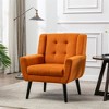 Lyngins Linen Blend Accent Chair, Upholstered Armchair with Curved Back, Modern Sofa Chair, Comfy Reading Chair for Living Room, Home Office - 2 of 4
