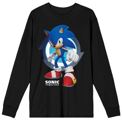 Sonic Frontiers Sonic The Hedgehog Crew Neck Long Sleeve Men's Black Tee
