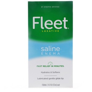Fleet Laxative Saline Enema Lubricated Gentle Glide Tip, 4 Bottles, 4.5 oz each - 1 of 4