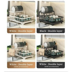 LunaLulinlk Dish Drying Rack- Space-Saving Dish Rack, Stainless Steel Kitchen Drying Rack with a Cutlery Holder,12''W x 17''L, White - 1 of 4