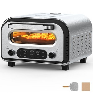 ZACHVO 1700W Electric Pizza Oven, 842°F Max, 90-Second Pizza, 12.6 Inches Stone, 5 Presets, 1700W, Silver - 1 of 4