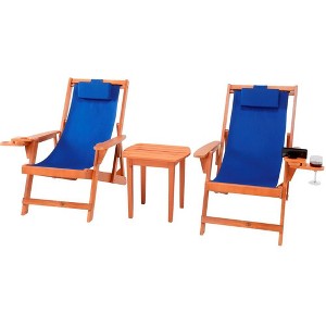 Jiallo Romantic Collection Canvas Sling Chairs with Cup and Wine Holder and end table - 1 of 4
