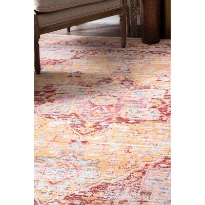 Vintage Orange Synthetic Easy Care Area Rug
