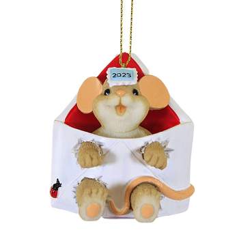 Charming Tails 2.75 In Sending You All My Christmas Cheer Mouse Envelope Dated 2023 Tree Ornaments