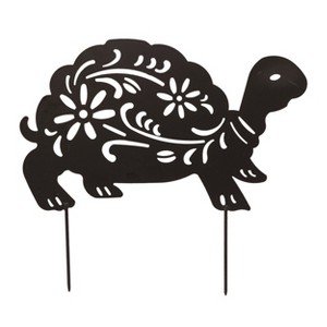Transpac Metal 18.25" Black Spring Turtle Critter Cutout Yardstake - 1 of 2