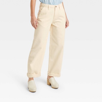 Women's High-rise Straight Jeans - Universal Thread™ Cream 12 : Target