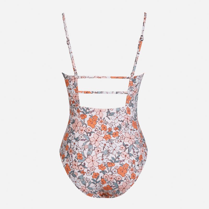 Women's Floral Print Shirred Cutout One Piece Swimsuit - Cupshe, 2 of 8