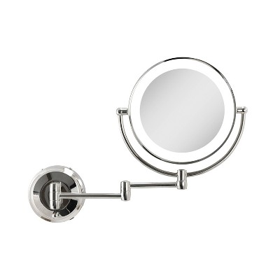 Chrome LED Wall Mounted Round Magnifying Makeup Mirror