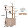 LOVSON Modern Cat Tree with Enclosed Litter Box - Cat Hut with Scratching Post, Feeding Bowl,Removable Pom Pom Stick,  (Litter Box Not Included) - 3 of 4