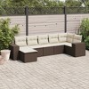 vidaXL 7 Piece Patio Sofa Set with Cushions Brown and Cream Poly Rattan - Without Table - 2 of 4