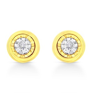 10K Yellow Gold Plated Silver 1/10 Cttw Diamond Stud Earrings - 1 of 4