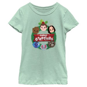 Girl's Guardians of the Galaxy Holiday Special Season's Grootings Cute Characters T-Shirt - 1 of 4