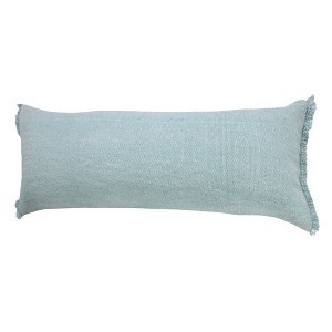 HomeRoots 14" X 36" Light Blue Cotton Lumbar Throw Pillow With Fringe - 1 of 4