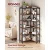 6-Tier Corner Bookshelf, Convertible Metal Frame Shelf with Adjustable Feet, 330 lb Capacity for Living Room Office, Rustic Brown & Black - 2 of 4