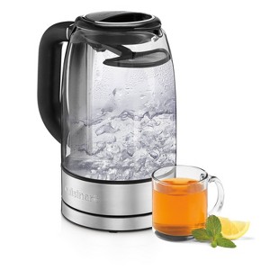 Cuisinart 1.7L Cordless Glass Electric Kettle Stainless Steel - GK-17N: Water Boiler, Blue Light, 1500W, 3-Year Warranty - 1 of 3