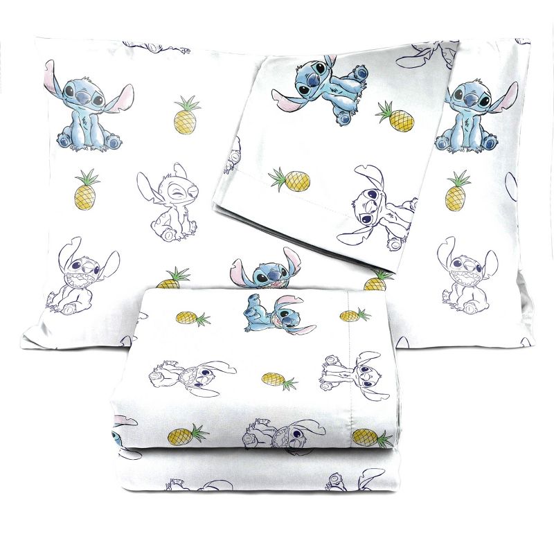 Saturday Park Disney Lilo & Stitch Watercolor Vibes 100% Organic Cotton Sheet Set, 4 of 11