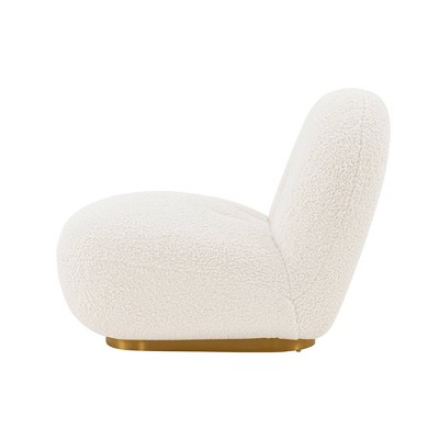 Edina White Velvet and Pine Wood Accent Chair