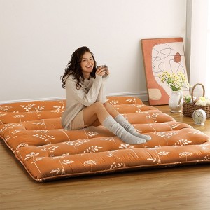 Nasitip Full Japanese Floor Mattress, Foldable Thick Futon Mattress, Roll Up Tatami Mat, Portable Camping Sleeping Mat, Orange - 1 of 4