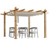 10x10 Ft Outdoor Pergola, Heavy-Duty Aluminum Pergola with with Retractable Canopy, Sun Shade Shelter for Patio Backyard, Grey Frame + Khaki Canopy - 2 of 4