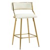 Gulches (Set of 2) 26" Counter Height Bar Stools, Beige Corduroy with Back, Golden Chromed Base and Footrest - 4 of 4
