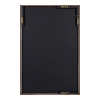 Tolland Farmhouse Fretwork Wooden Wall Mirror, 24x36, Rustic Brown